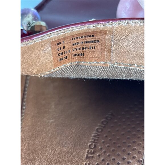 FitFlop Serene Deco Fire Red Patent Leather Embellished Mules Women’s 8 - Picture 8 of 12